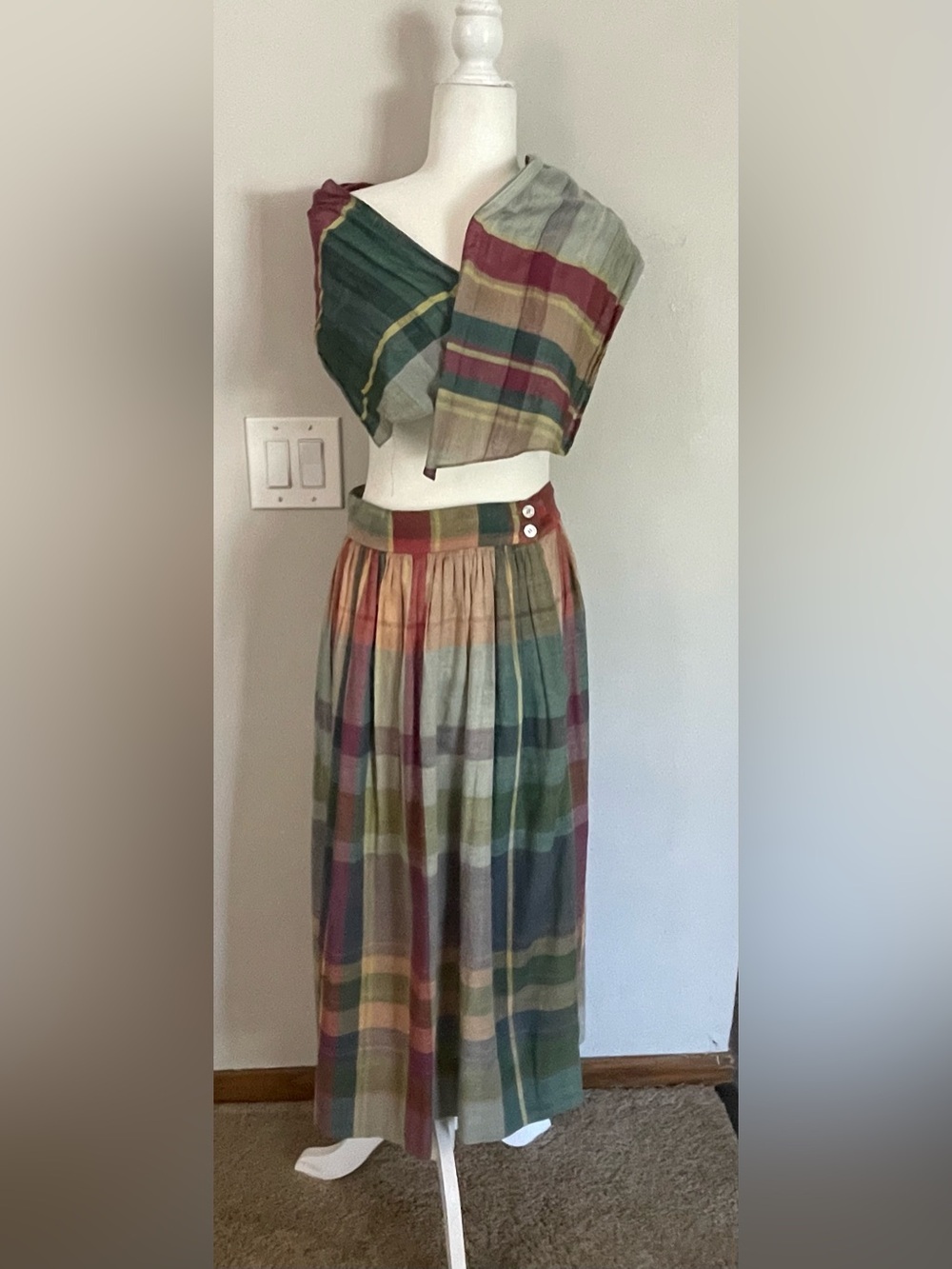 Ralph Lauren Blue Label Vintage Multicolor Plaid Midi Skirt - Picture 4 of 16